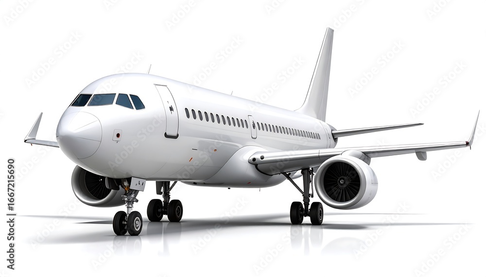 Fototapeta premium White Passenger Jet with Studio Shot.