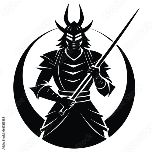 samurai silhouette vector art design