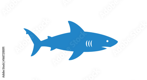 Blue Shark Swimming Ocean Predator Graphic Illustration in Silhouette Style silhouette