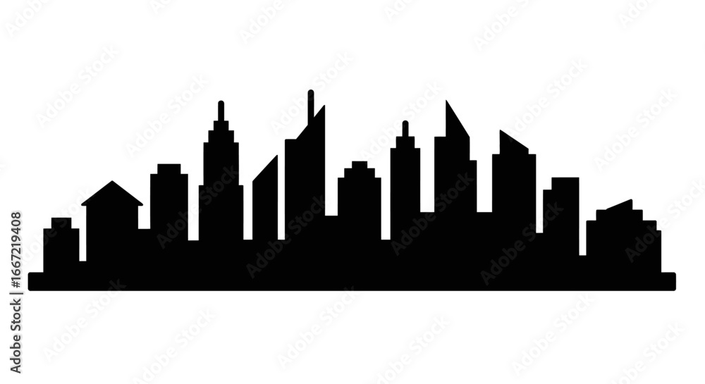 Modern City Skyline Silhouette Graphic Design Element Modern City Skyline Silhouette Graphic Design Element