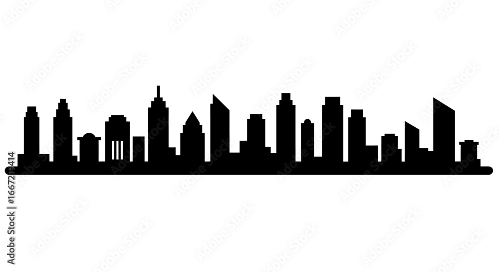Naklejka premium Modern City Skyline Silhouette Illustration Graphic Design