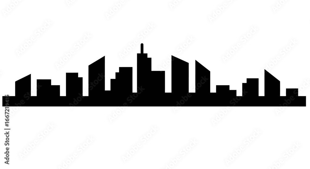 Fototapeta premium Simple City Skyline Silhouette Graphic Design Element