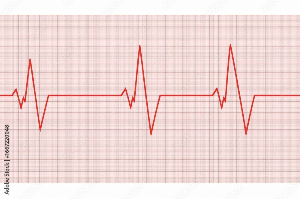 Naklejka premium Irregular heartbeat EKG graph, medical illustration