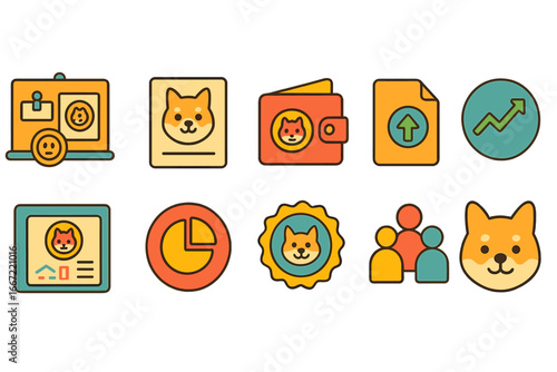 Pet adoption, animal outline icon set. shelter, rescue icons collection