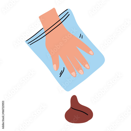 Clean up after your dog. Dog excrement. Set of icons for pet care and hygiene. Vector illustration in flat style.