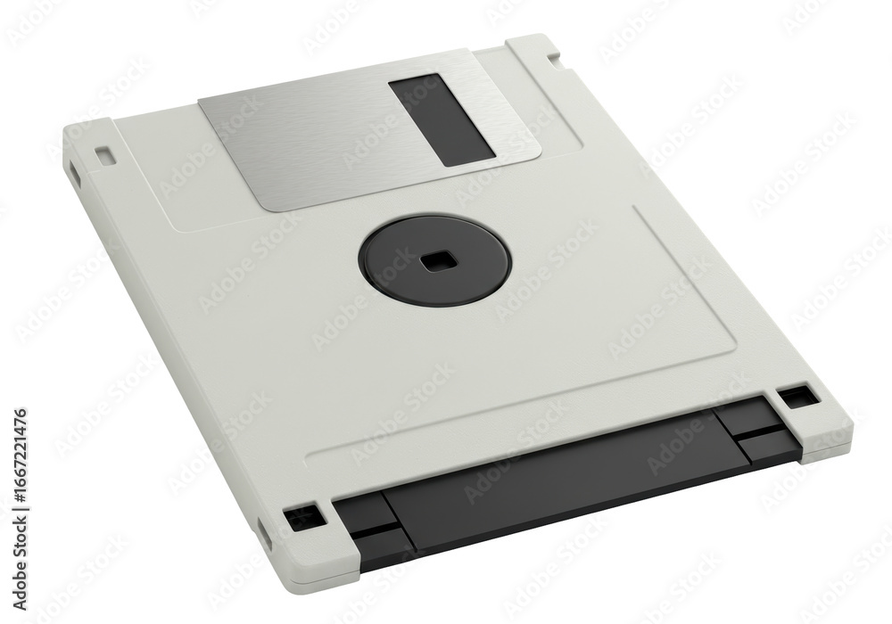 Fototapeta premium Isolated Beige Floppy Disk, Retro Computer Storage Medium