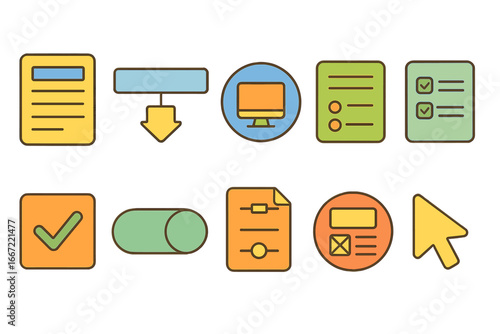 User interface outline icon set. ui, web elements, app design icons collection