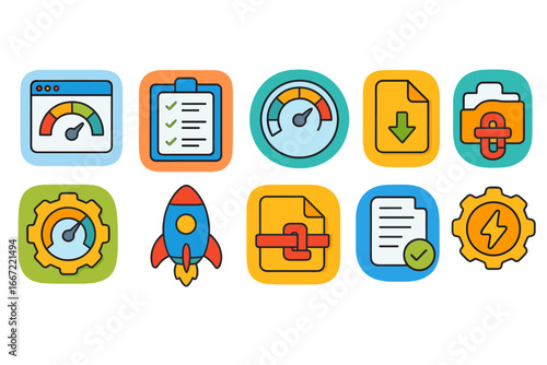 Optimization and performance 3d icon set for digital enhancement and analysis
