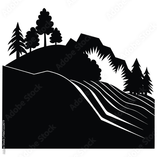 hillside silhouette vector art design