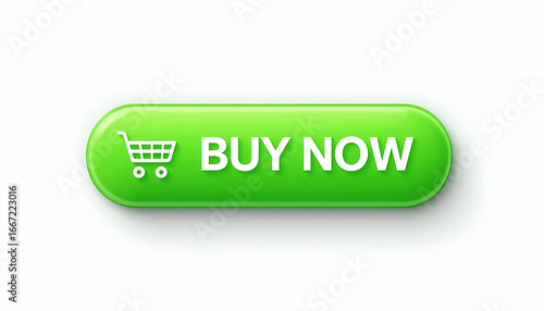 Green Buy Now Button with Shopping Cart Icon.