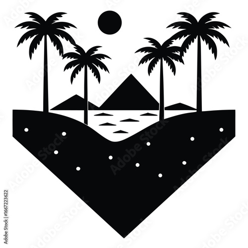 oasis silhouette vector art design