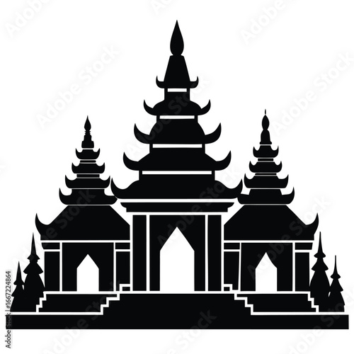 temple silhouette vector art design