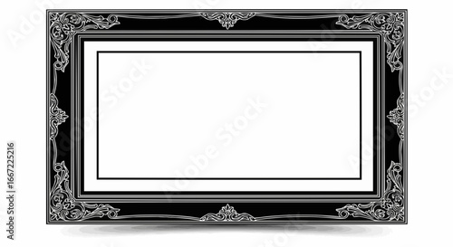 Ornate Black Vintage Frame with Blank Space