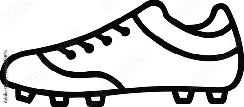 Soccer Cleat with Studs Black and White Line Art Vector Illustration