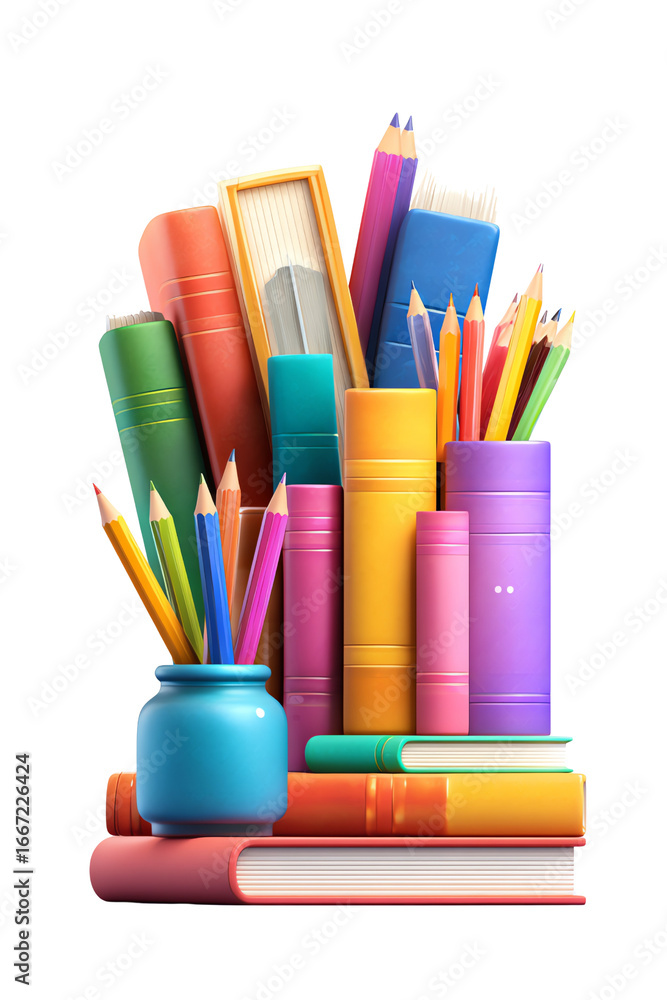 Fototapeta premium school supplies on white background