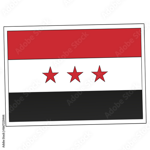 Flag of syria with three red stars on a white stripe