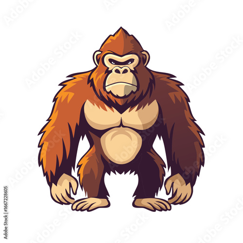 Cartoon illustration of a gorilla with a bold and determined expression.