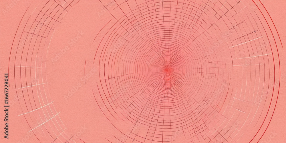 Obraz premium Intricate lines form a circular pattern on soft coral background