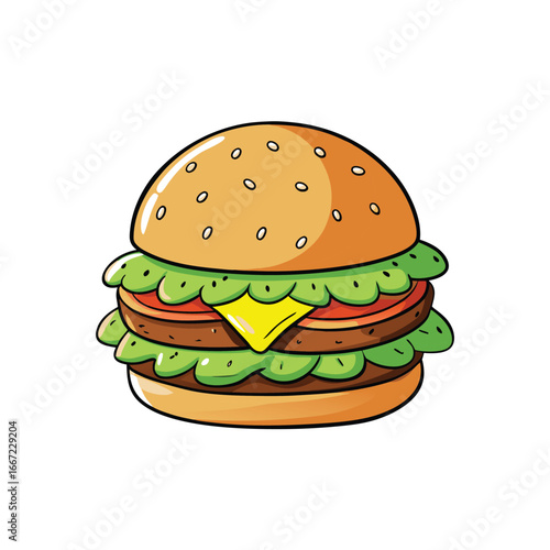 Delicious veggie burger with fresh lettuce tomato and creamy avocado advertisement banner design