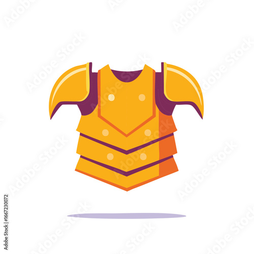 Golden knight breastplate and shoulder armor vector illustration for fantasy and medieval themes
