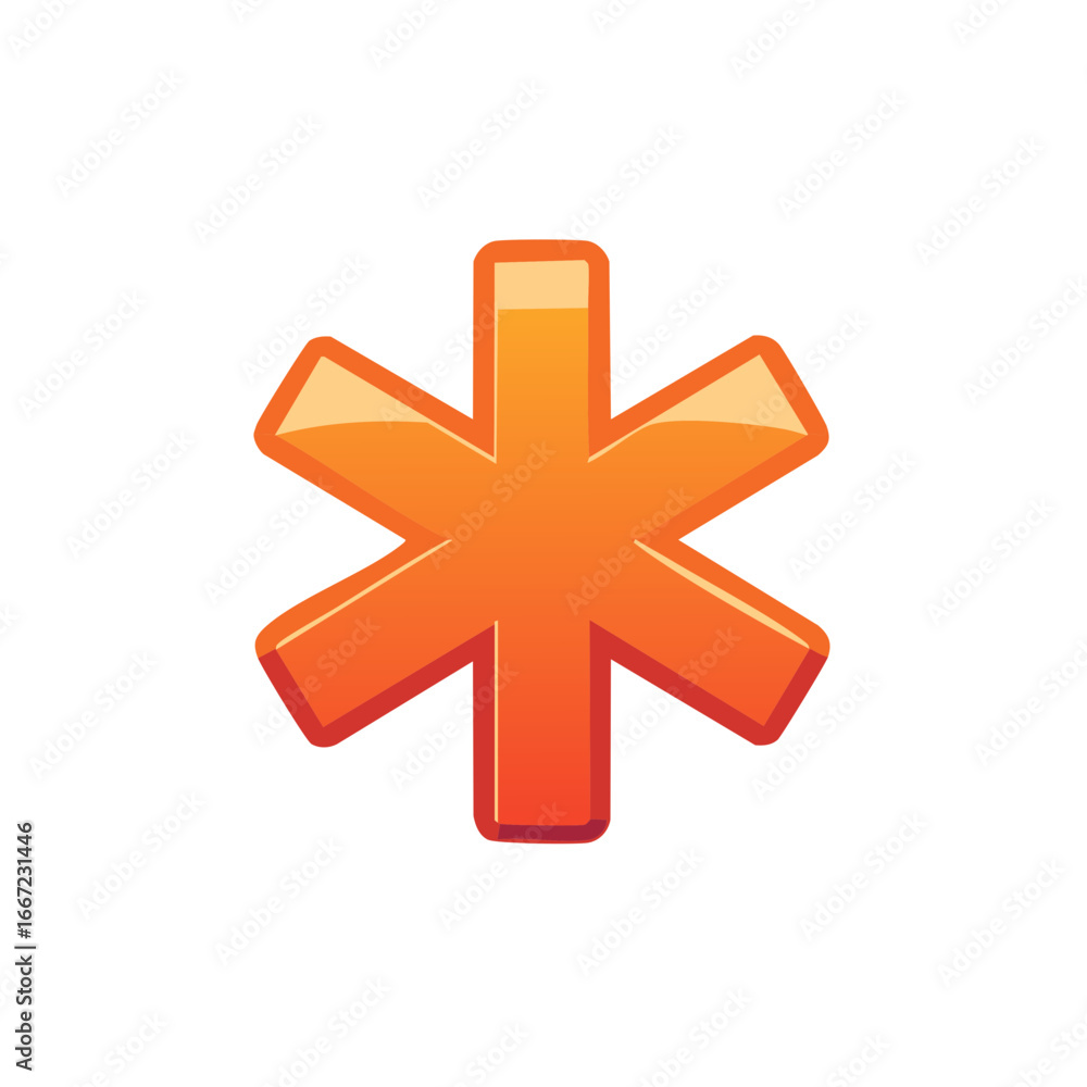 Obraz premium Orange Star of Life Symbol Illustration, Emergency Medical Care Emblem Graphic
