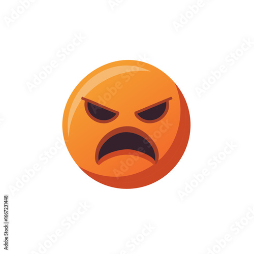 Furious Orange Emoji Face with Angry Eyes and Open Mouth Illustration
