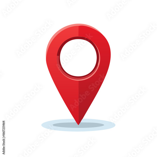 Vibrant red 3D map pointer icon symbol for navigation travel or GPS location