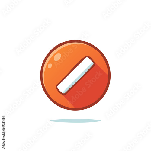 Cartoon prohibition sign with orange and red colors and shadow effect