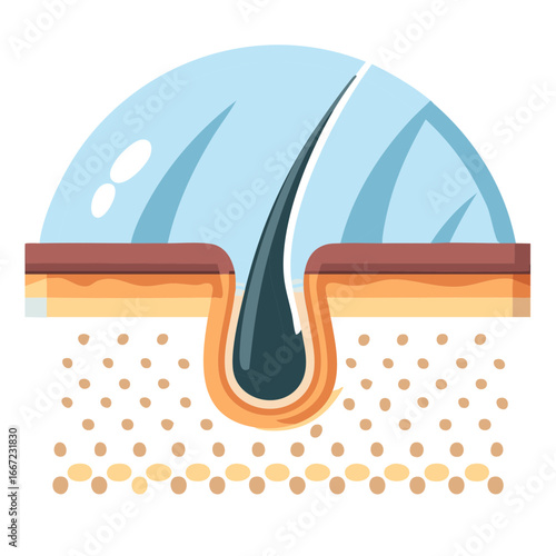 Hair Follicle Structure on Skin Detailed Illustration Revealing Anatomy and Growth Process