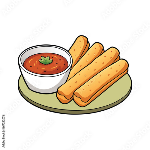 Delicious cheese stuffed breadsticks with rich marinara sauce advertisement banner design