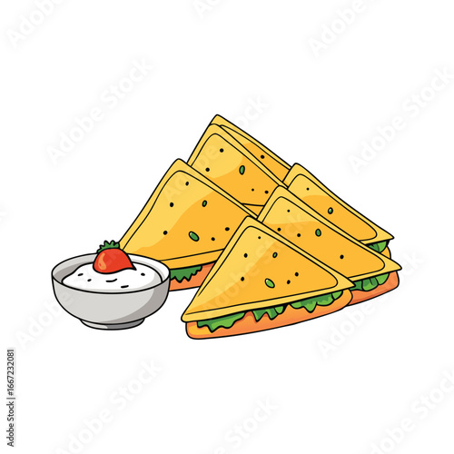 Delicious cheese quesadilla slices with vibrant salsa and creamy sour cream banner advertisement