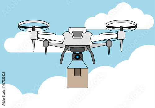 Dron transportando caja de paquetería 