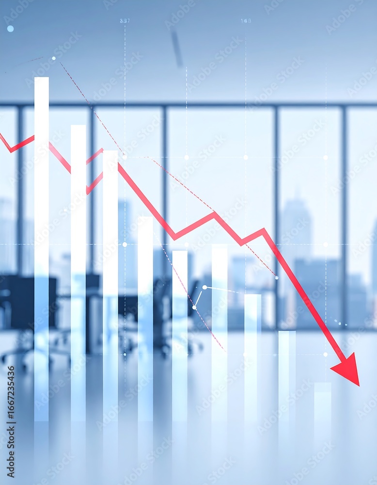Fototapeta premium Declining graph in office setting