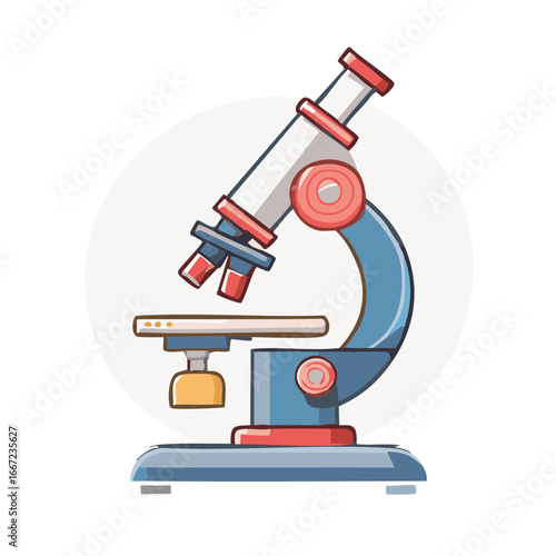 Colorful Illustration of a Microscope for Science and Research