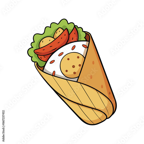 Delicious grilled breakfast wrap featuring egg and savory sausage on a toasted bun