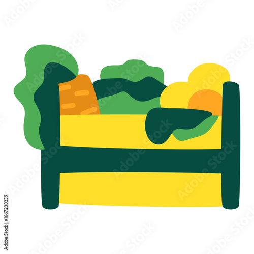 Restful bed brimming with colorful fruits and vegetables for optimal health and vitality