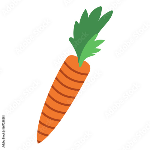 Orange Carrot with Green Leaves - Healthy Root Vegetable Illustration