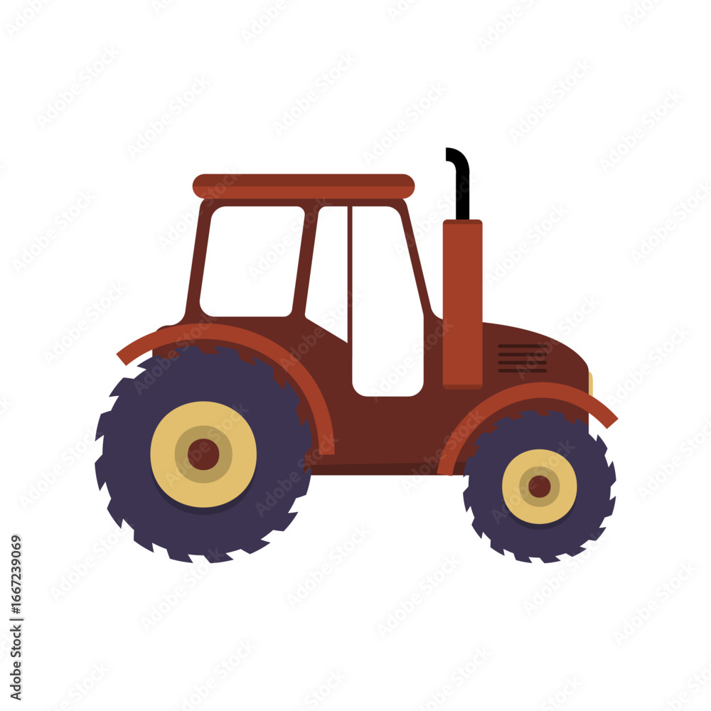 Classic Red Tractor Illustration Farm Vehicle Icon Classic Red Tractor Illustration Farm Vehicle Icon