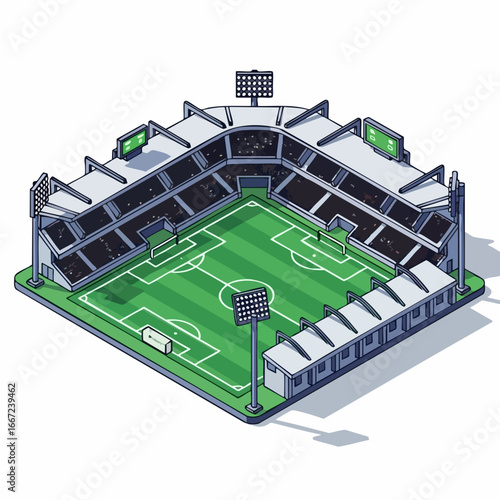 Isometric illustration of a soccer stadium