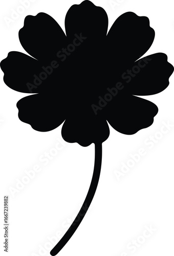 Illustrator Vector Simple flower head with stem minimalist style silhouette