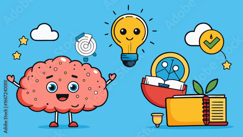 "Thinking Idea Concept Vector – Creative Brainstorm, Light Bulb and Innovation Illustration"