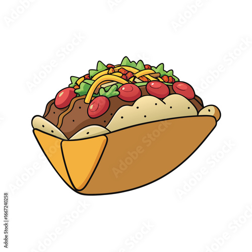 Delicious loaded taco fries with savory meat and melted cheese advertising banner design
