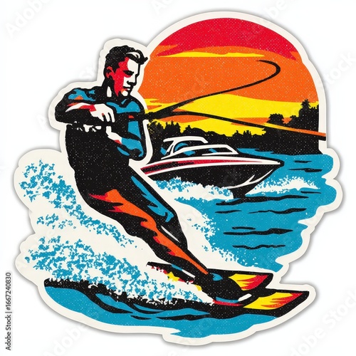 Retro Water Skier Pop Art Design