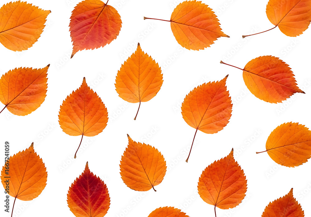 Obraz premium Vivid autumn leaves create a beautiful, symmetrical pattern against a striking black background.