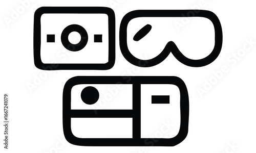 Vector set of a flash memory card and flash drive for mobile phone technology icons