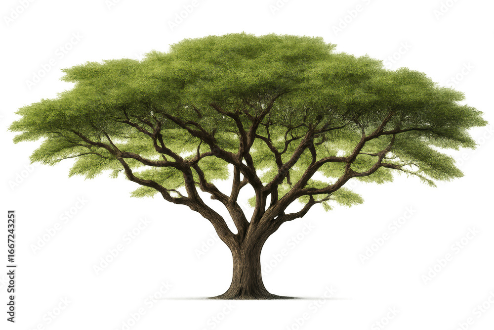 Obraz premium Large acacia tree with green leaves on transparent background