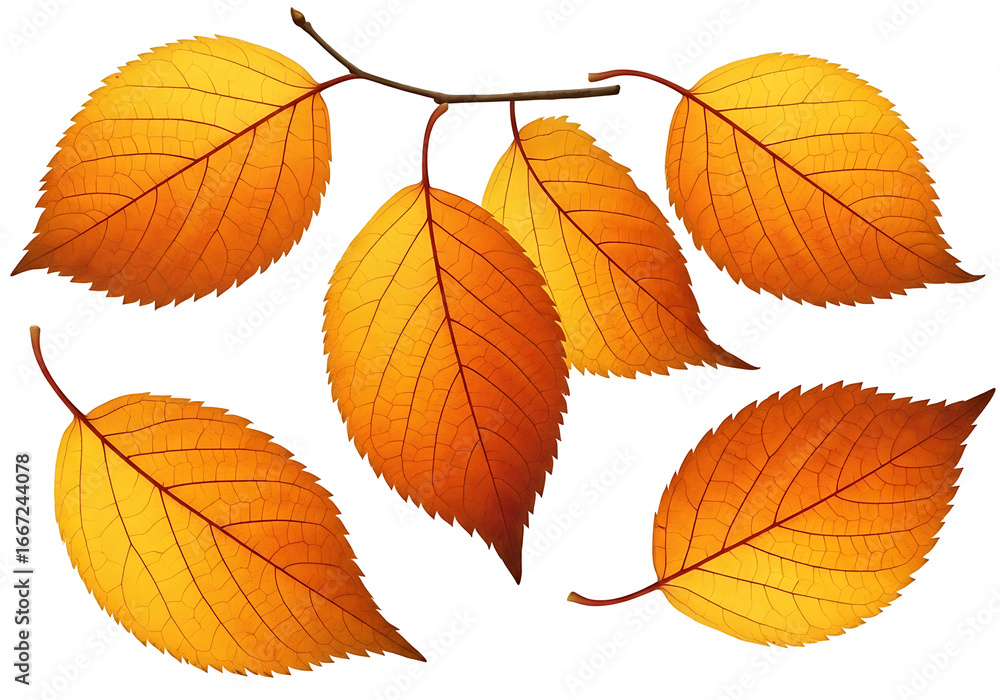 Fototapeta premium Vibrant autumn leaves, showcasing intricate detail and warm hues against a dark backdrop.