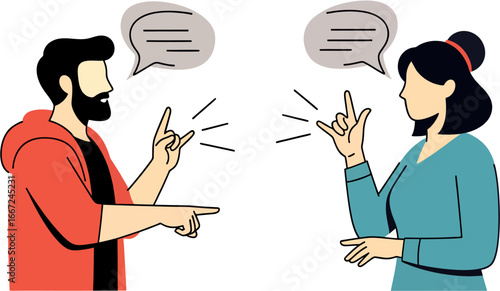 Minimalist vector of sign language conversation