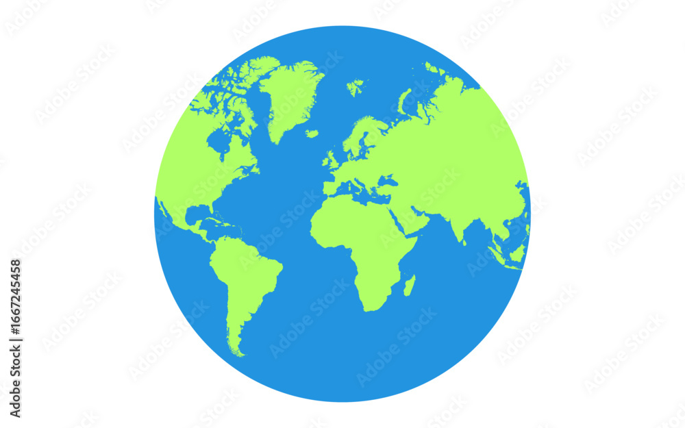 Fototapeta premium Earth Globe World Map Globe Flat Vector Illustration of World Continents Isolated on White Background
