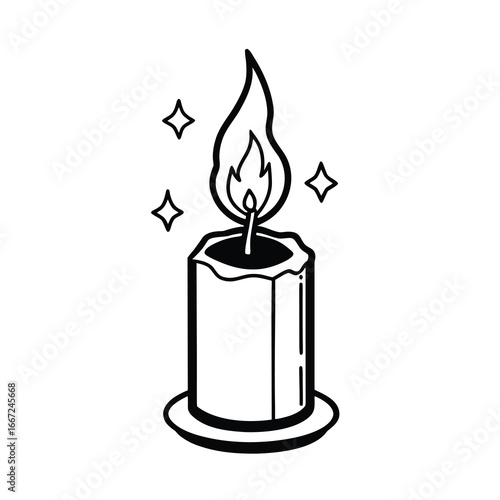 Artistic illustration of a single candle with a broken wick in vibrant cmyk colors